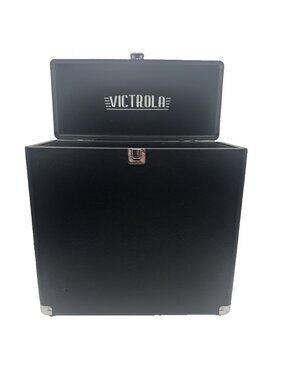 Victrola Vinyl Record Storage Case 2019 Black Leather-Look Vintage-Inspired